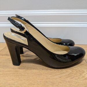 Geox Shiny Black Slingback Heels